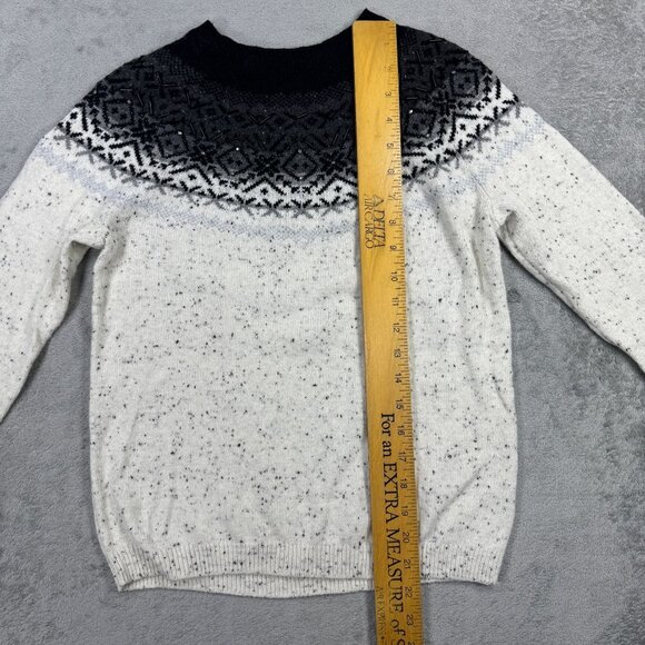 Talbots Speckled Fair Isle Beaded Knit Sweater Winter Nordic Scandi Cottagecore - Picture 9 of 10